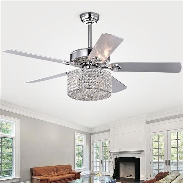 Warehouse Of Tiffany Warehouse of Tiffany CFL-8409REMO-CH 52 in. Rexen Indoor Remote Controlled Ceiling Fan with Light Kit; Chrome CFL-8409REMO/CH